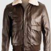 Men’s Pilot Brown Bomber Shearling Leather Jacket