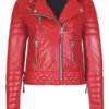 Quilted Leather Biker Jacket For Women