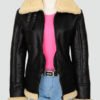 Woman’s Black Bomber Shearling Leather Jacket