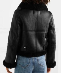 Womens Aviator Black Shearling Leather Jacket