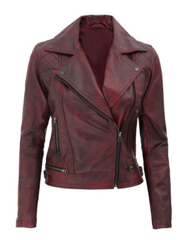 Distressed Leather Jacket For Women