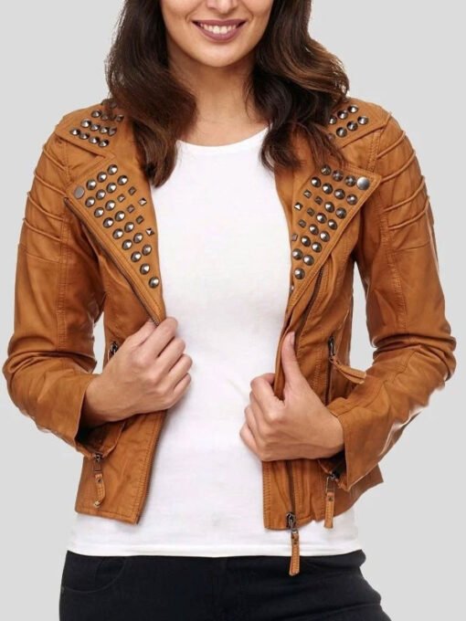 Women's Studded Leather Jacket