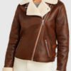 Women’s Motorcycle Brown Shearling Leather Jacket