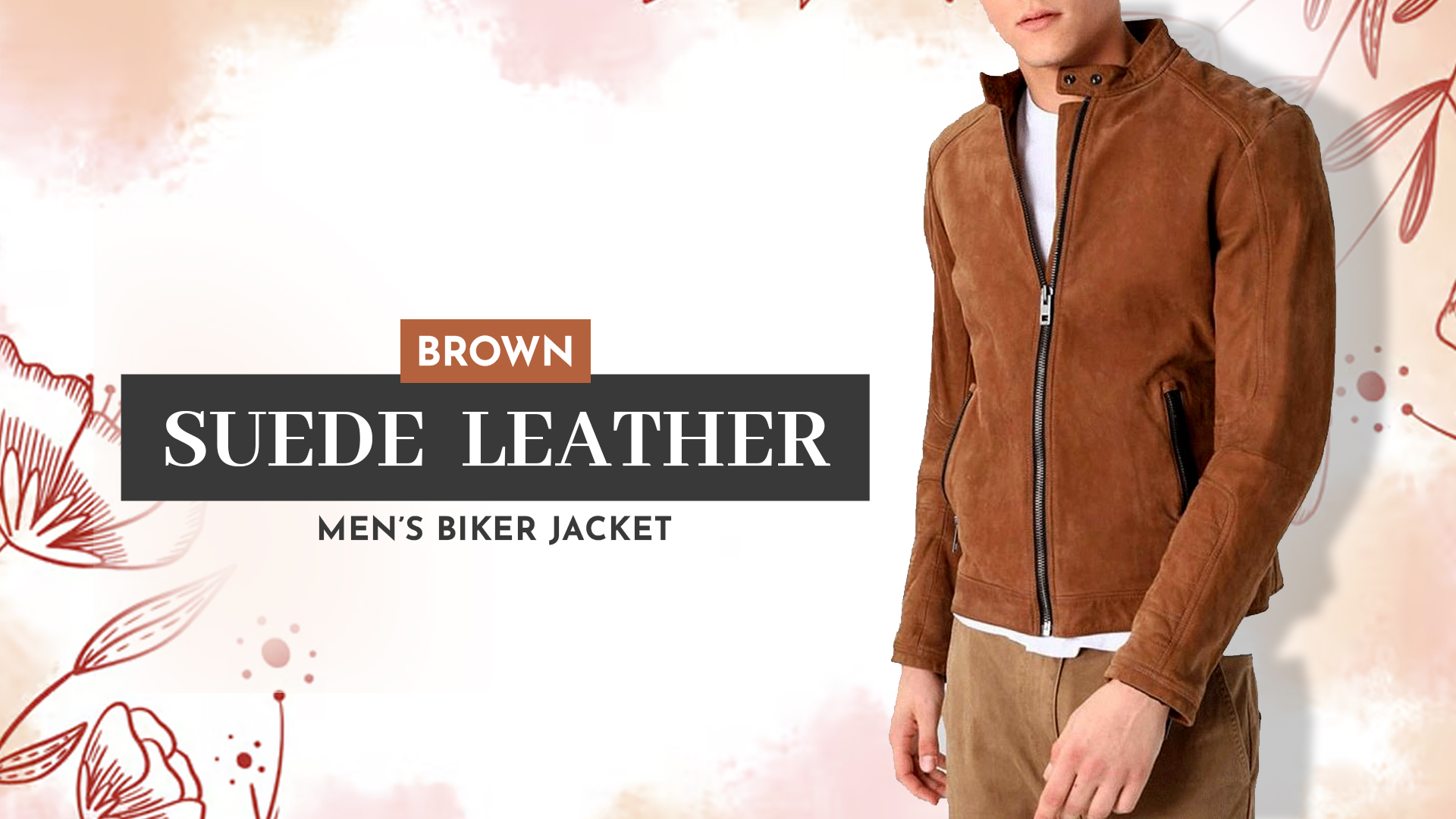 Brown Suede Leather Men’s Biker Jacket