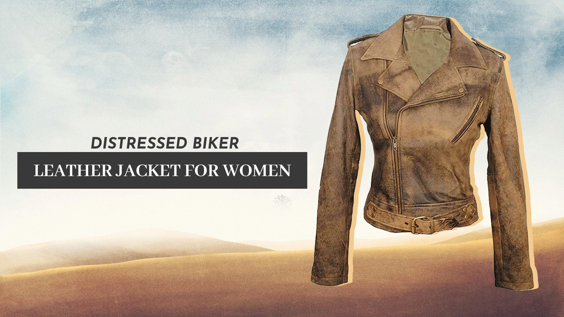 Distressed Biker Leather Jacket For Women